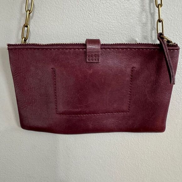 MADEWELL The Transport Accordion Maroon Leather Chain Crossbody - Picture 2 of 9